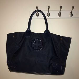 Tory Burch Ella Patent Navy Tote